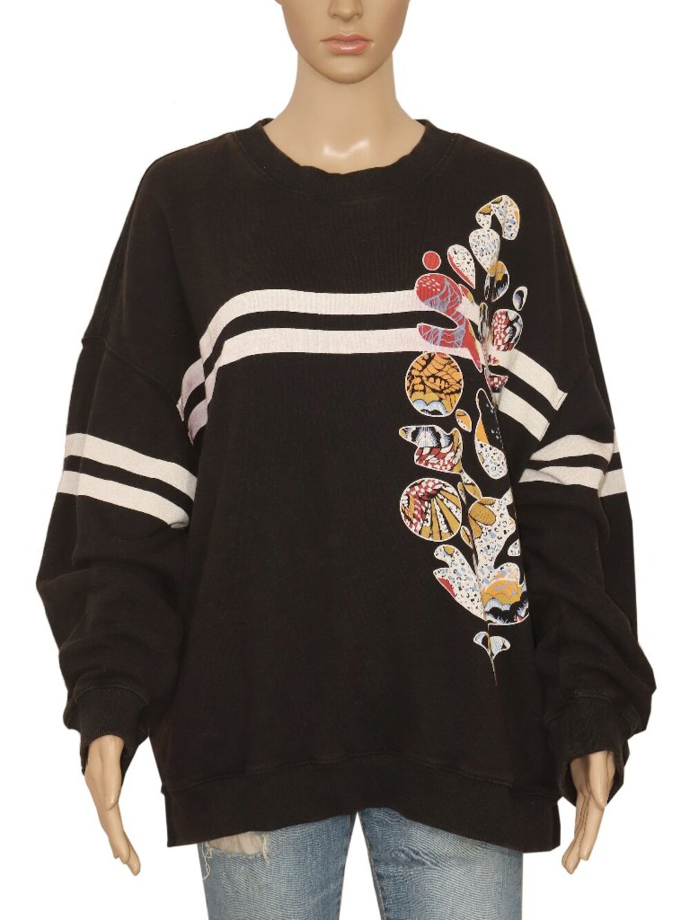 Free People All Star Buti Logo Pullover Graphic Ribbed Crew Neck Printed Top L